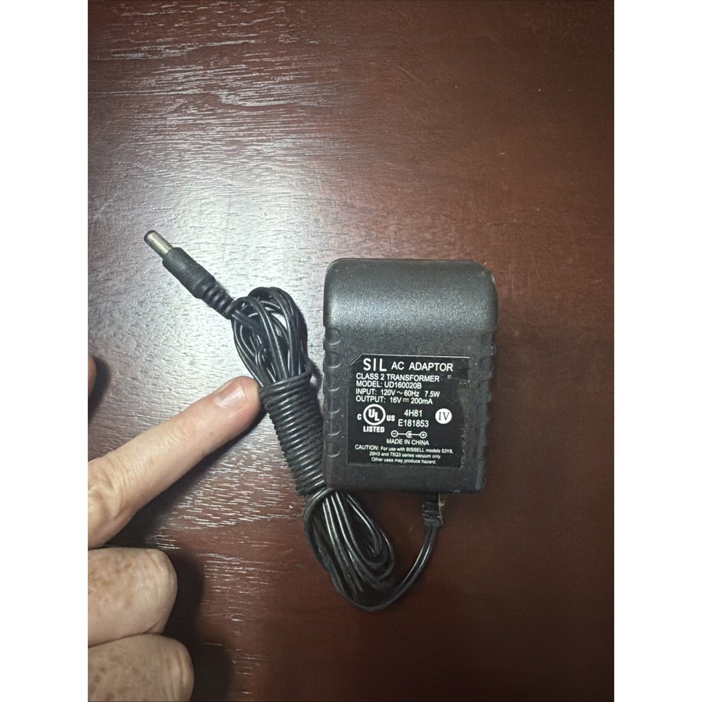 SIL AC Adaptor Class 2 Transformer UD160020B 16V 200mA for Bissell Vacuum